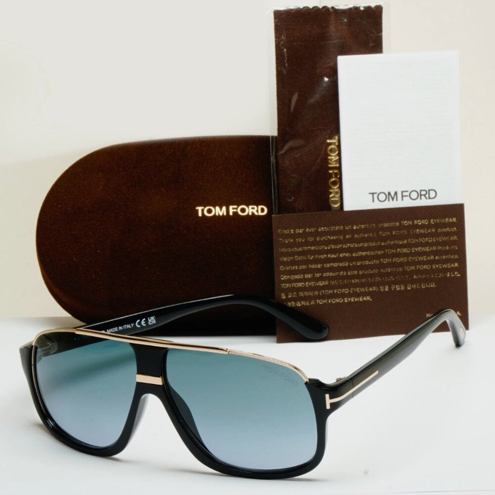 Tom Ford Sunglasses Black Gold Green Grey Navigator New